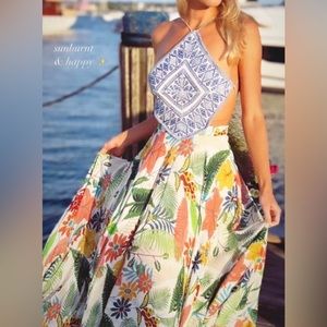 NWOT Farm Rio Backless Maxi Dress